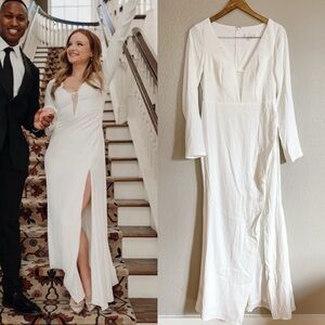 Romance for the Ages White Long Sleeve Maxi Dress